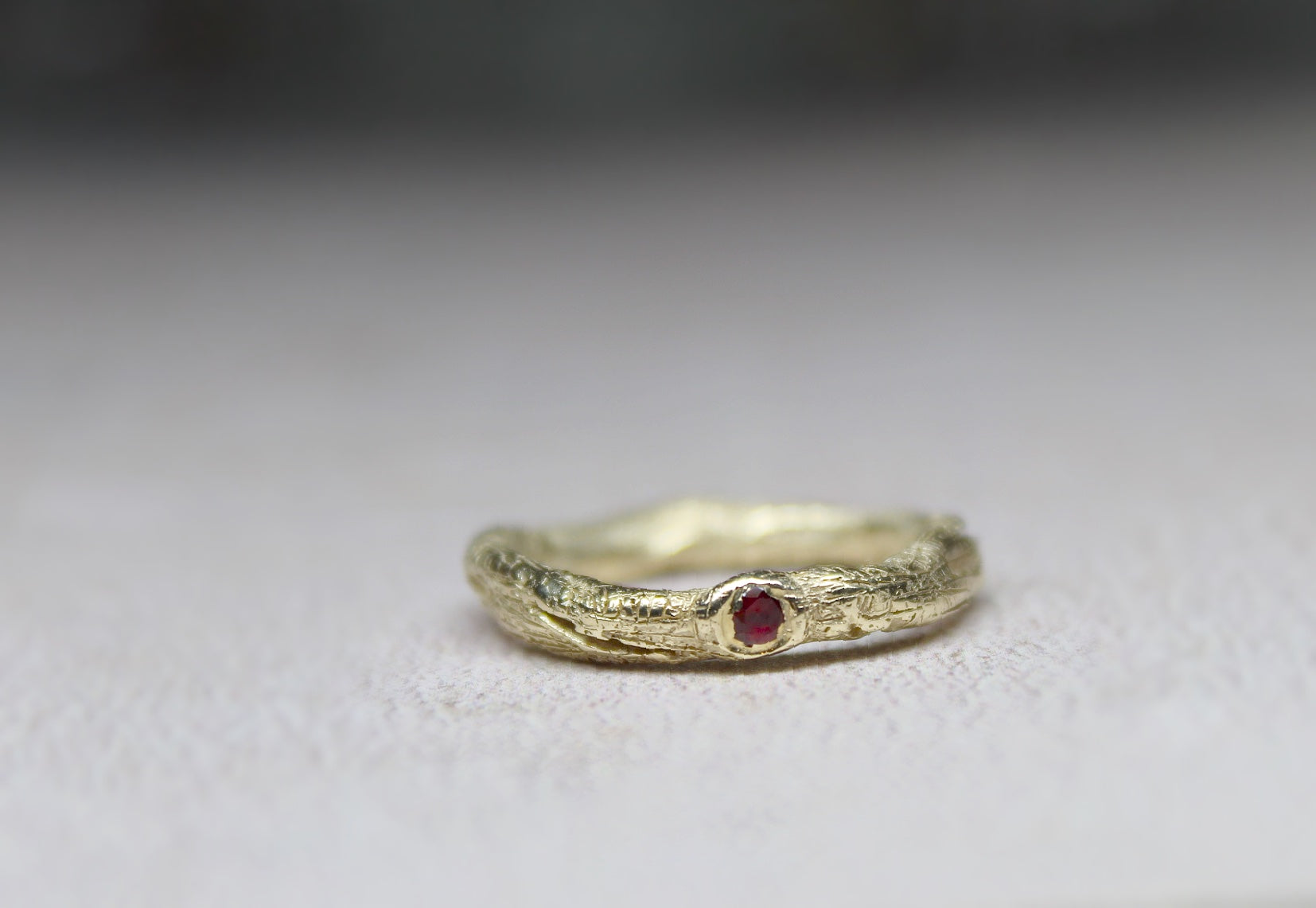 9ct Gold Twig Ring with Zircon - One of a Kind Alternative Engagement Ring