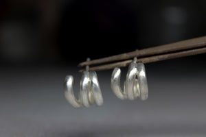 Triple hoop earrings, Sterling silver multiple hoops
