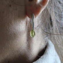 Load image into Gallery viewer, Peridot hoop earrings, Sterling silver dainty hoops