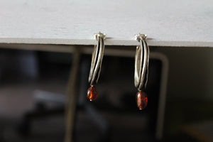 Chunky hoop earrings, Garnet earrings