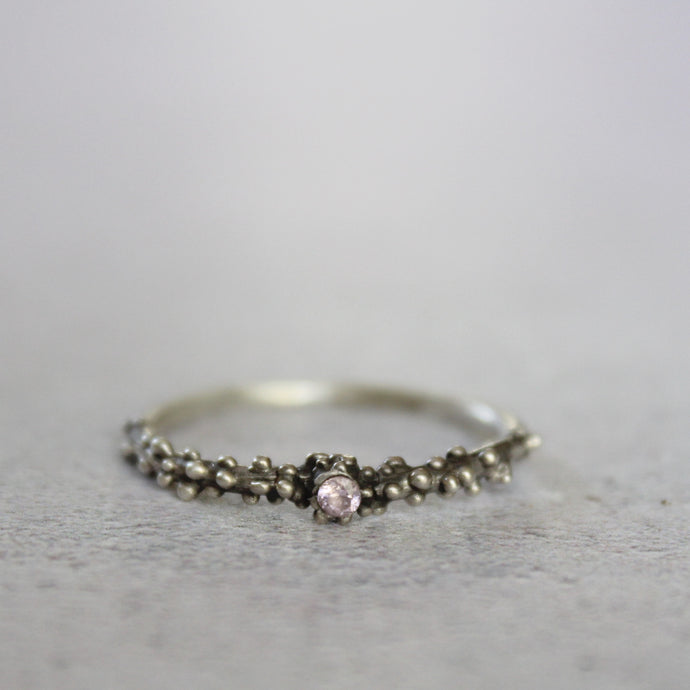 Sterling silver dot ring with zirconia stone