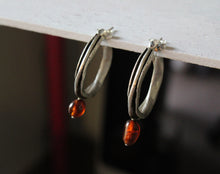 Load image into Gallery viewer, Chunky hoop earrings, Garnet earrings