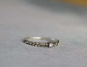 Sterling silver dot ring with zirconia stone