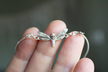 Load image into Gallery viewer, Deaths head moth bracelet in Sterling Silver with pink zircon