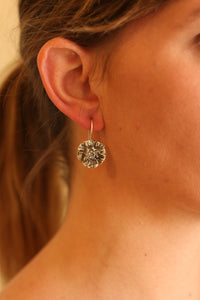 Sterling silver flower earrings, Botanical earrings, Real flower earrings, Gift for her