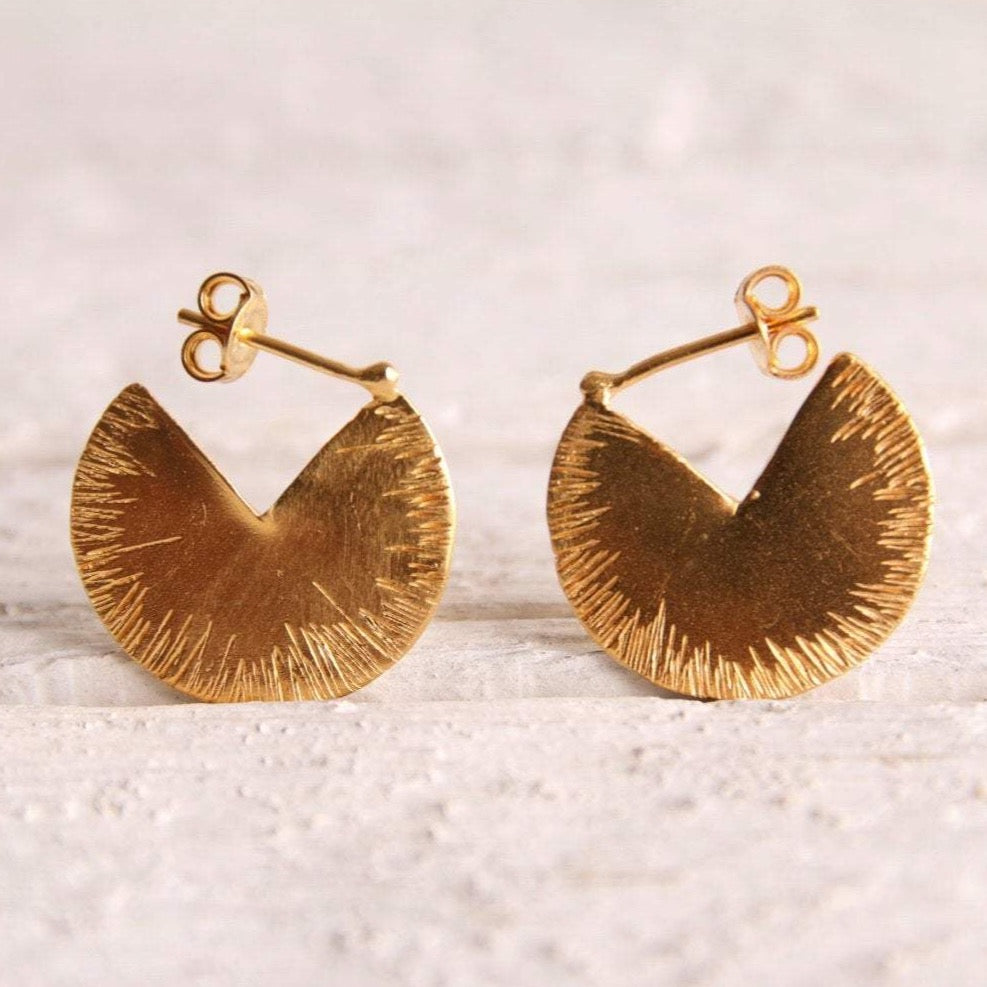 Gold plated geometric earrings, Small hoop earrings , Minimal jewelry