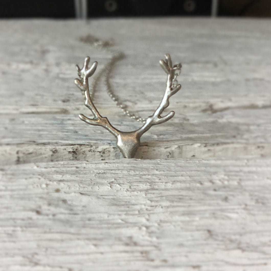Sterling silver animal jewelry, Reindeer pendant ,Sterling silver deer necklace