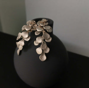 Succulent plant earrings, Long silver earrings ,Cactus earrings, Wedding earrings