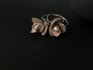Silver Flower earrings , Succulent plant earrings , Large nature earrings,