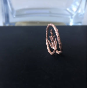 14K solid rose gold leaf ring, Cedar leaf ring, Alternative engagement ring, Nature ring