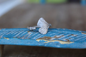 Silver Ginkgo leaf ring , Nature cast ring, Silver leaf jewellery, Silver botanical ring