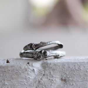 Double Branch Ring, Rustic Wedding Adjustable Ring, Sterling silver Twig ring