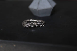 Nature engagement ring , Cedar leaf ring, White quartz sterling silver gemstone ring,