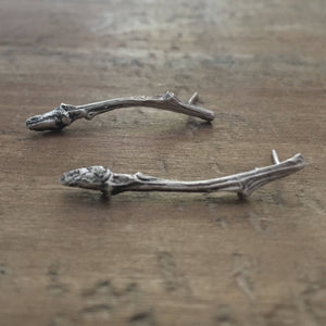 Sterling silver branch earrings, Minimal twig earrings , Everyday earrings