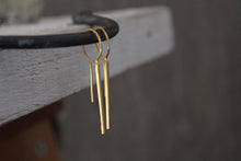 Load image into Gallery viewer, 14k solid gold bar earrings, Gold line earrings , Thin bar earrings,Gold minimalist earrings