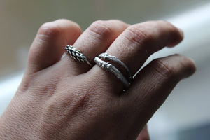 Double Branch Ring, Rustic Wedding Adjustable Ring, Sterling silver Twig ring