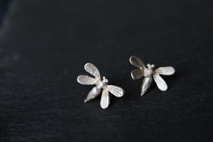 Sterling silver bee stud earrings , Insect jewelry , Christmas gift for her