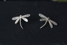 Load image into Gallery viewer, Sterling silver dragonfly earrings, Insect jewelry, Gift for her