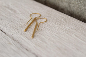 14k solid gold bar earrings, Gold line earrings , Thin bar earrings,Gold minimalist earrings