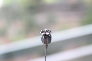 Sterling silver poppy pod pin, Nature Pin Stick, Poppy pod brooch