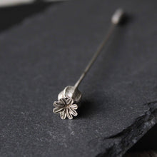 Load image into Gallery viewer, Sterling silver poppy pod pin, Nature Pin Stick, Poppy pod brooch