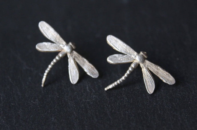 Sterling silver dragonfly earrings, Insect jewelry, Gift for her