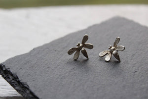Silver bee earrings, Insect jewelry ,Minimalist stud earrings , Gift for her