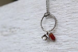 Carnelian necklace ,Silver succulent necklace,Nature inspired jewelry for her