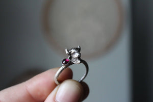 Garnet  Buffalo ring, Gemstone ring, Animal ring , Boho gothic ring, Birthstone jewelry,