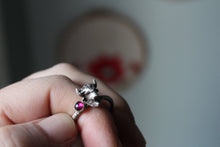 Load image into Gallery viewer, Garnet  Buffalo ring, Gemstone ring, Animal ring , Boho gothic ring, Birthstone jewelry,