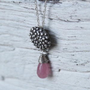 Teardrop pink jade necklace ,Gemstone necklace, Crystal necklace, Valentines gift