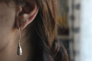 Poppy pod hoop earrings, Sterling silver nature earrings, Poppy pod jewelry