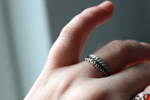 Sterling silver lavender leaf ring, Silver nature ring, Delicate ring