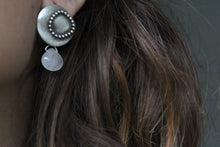 Load image into Gallery viewer, Rose quartz earrings studs, Gemstone jewelry , Geometric stud earrings