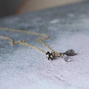 Delicate Charm Necklace, Botanical pendant, Unique Birthstone Jewelry ,Layered necklace
