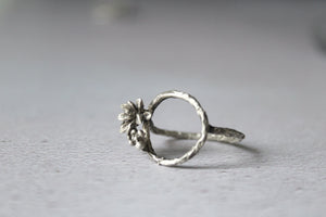 Twig Ring Sterling Silver, Open Circle Ring, Simple Flower Ring Sterling Silver