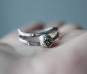Poppy pod ring,  Poppy pod Jewelry, Botanical ring , Double band ring, Engagement ring