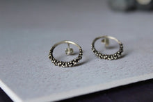 Load image into Gallery viewer, Open circle earrings , Bubble earrings, Granulated stud earrings ,Minimal geometric earrings