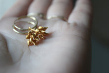 Load image into Gallery viewer, Gold hoop eucalyptus  earrings,  Charm hoops, Minimal Wedding earrings ,Gift for her