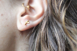 14k gold stud earrings ,Tiny gold flower earrings , Birthday gift