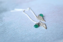 Load image into Gallery viewer, Sterling silver ear threader earrings, Green onyx earrings, Boho jewellery