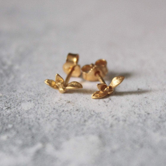 14k gold stud earrings ,Tiny gold flower earrings , Birthday gift
