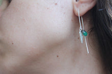 Load image into Gallery viewer, Sterling silver ear threader earrings, Green onyx earrings, Boho jewellery