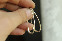 Load image into Gallery viewer, Sterling silver oval hoop earrings, Minimal jewelry, Geometric hoops, Everyday earrings