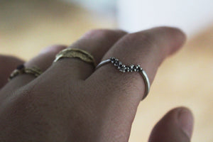 Sterling silver chevron ring, Minimal V ring , Stackable ring, Dainty curved ring