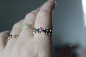Sterling silver ruby ring , Alternative engagement ring, July birthstone ring , Gift for girlfriend