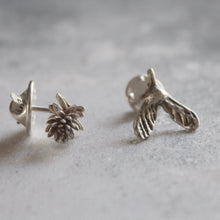 Load image into Gallery viewer, Sterling silver pins, Set of two pins, Succulent jewelry, Maple seed pin, Silver lapel pin