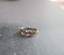 Load image into Gallery viewer, 14K solid gold ruby ring, Engagement ruby ring, Birthstone gold ring, Gold leaf ring , Ring for her