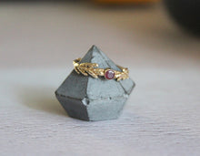 Load image into Gallery viewer, 14K solid gold ruby ring, Engagement ruby ring, Birthstone gold ring, Gold leaf ring , Ring for her