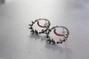 Sterling silver organic earrings, Open Circle  earrings, Unique cz earrings,